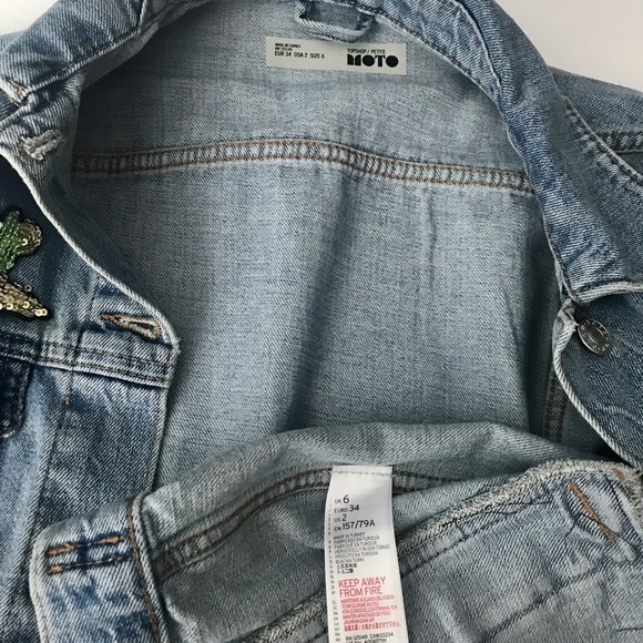 TOPSHOP MOTO DENIM JEAN JACKET. - Picture 4 of 5